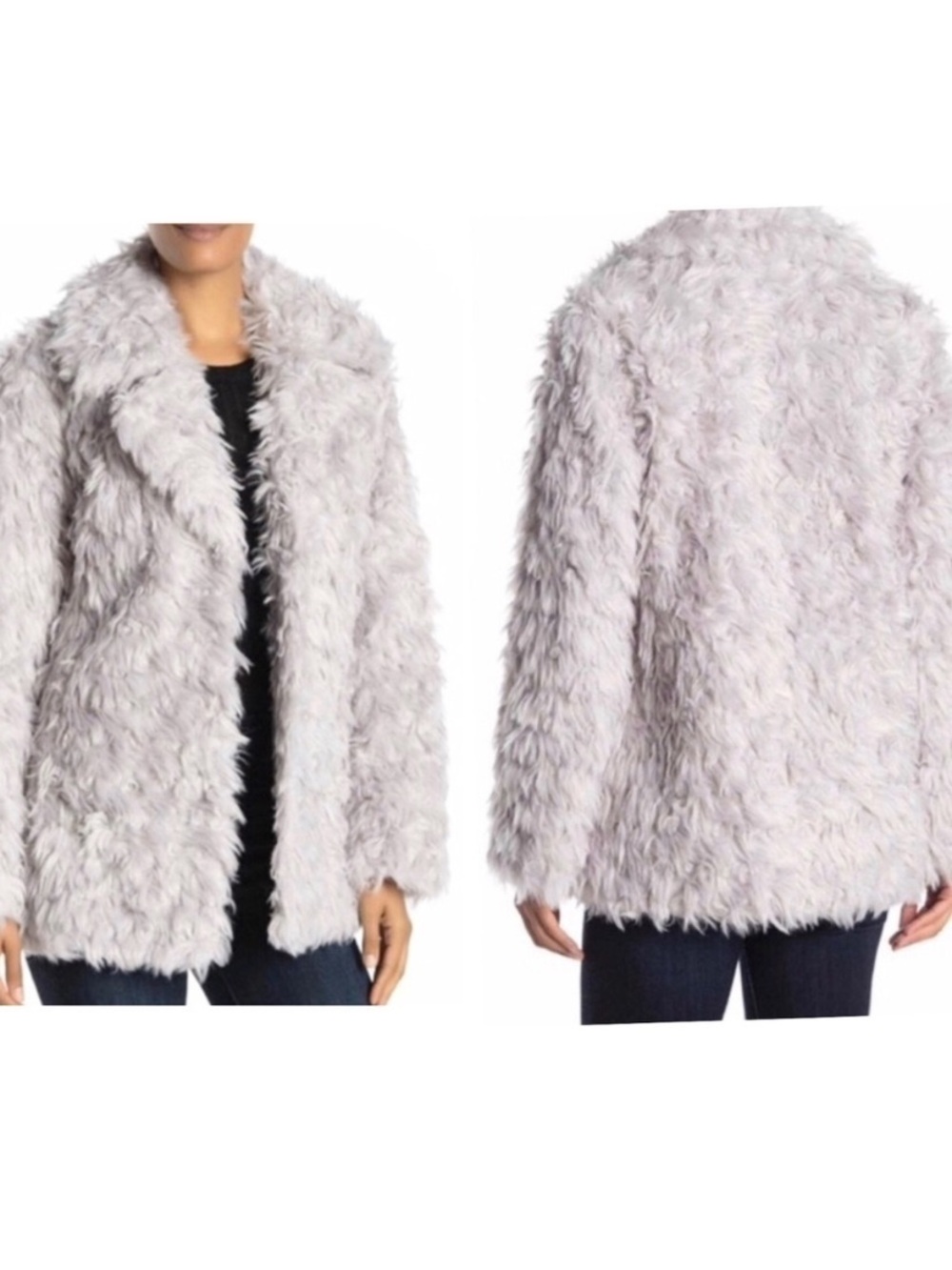 Alex Les Filles Faux Fur Notch Lapel Coat XS Gray
